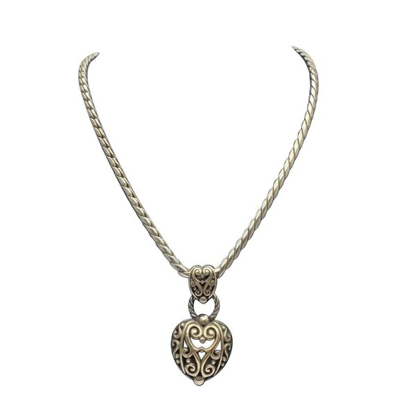 Brighton Silver-Tone Heart Pendant Necklace 1pc 63.2g - Picture 1 of 4